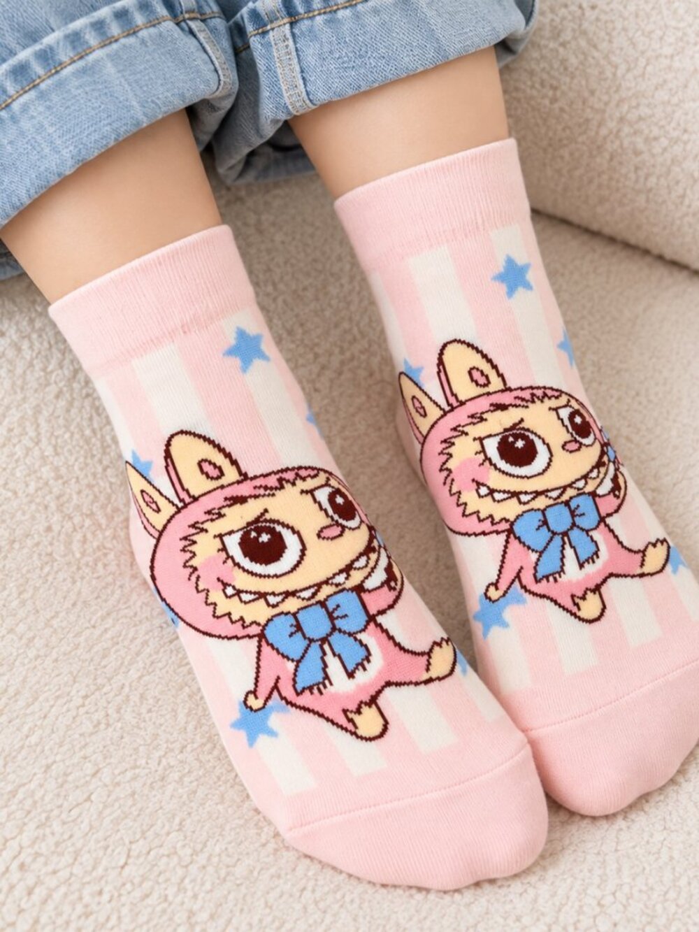 Olive Cake Pink Cartoon Character Socks NWT
